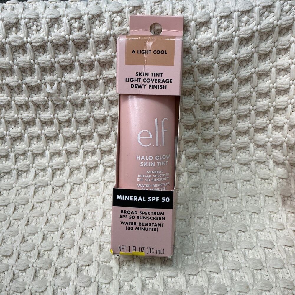 E.L.F. Halo Glow Skin Tint SPF 50 Light Cool 1 Oz Light Coverage Dewy Finish